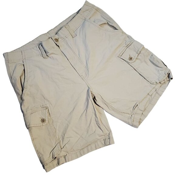 St. John's Bay Khaki Relaxed Fit Hiking Utility Long Casual Cargo Shorts 40 x 10 - Picture 2 of 5